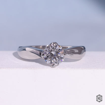 Round Cut Lab Diamond Engagement Ring For Women, Twisted Split Shank