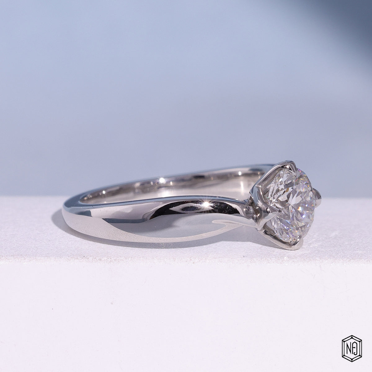 Round Cut Lab Diamond Engagement Ring For Women, Twisted Split Shank