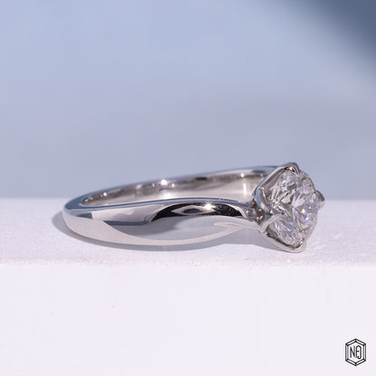 Round Cut Lab Diamond Engagement Ring For Women, Twisted Split Shank