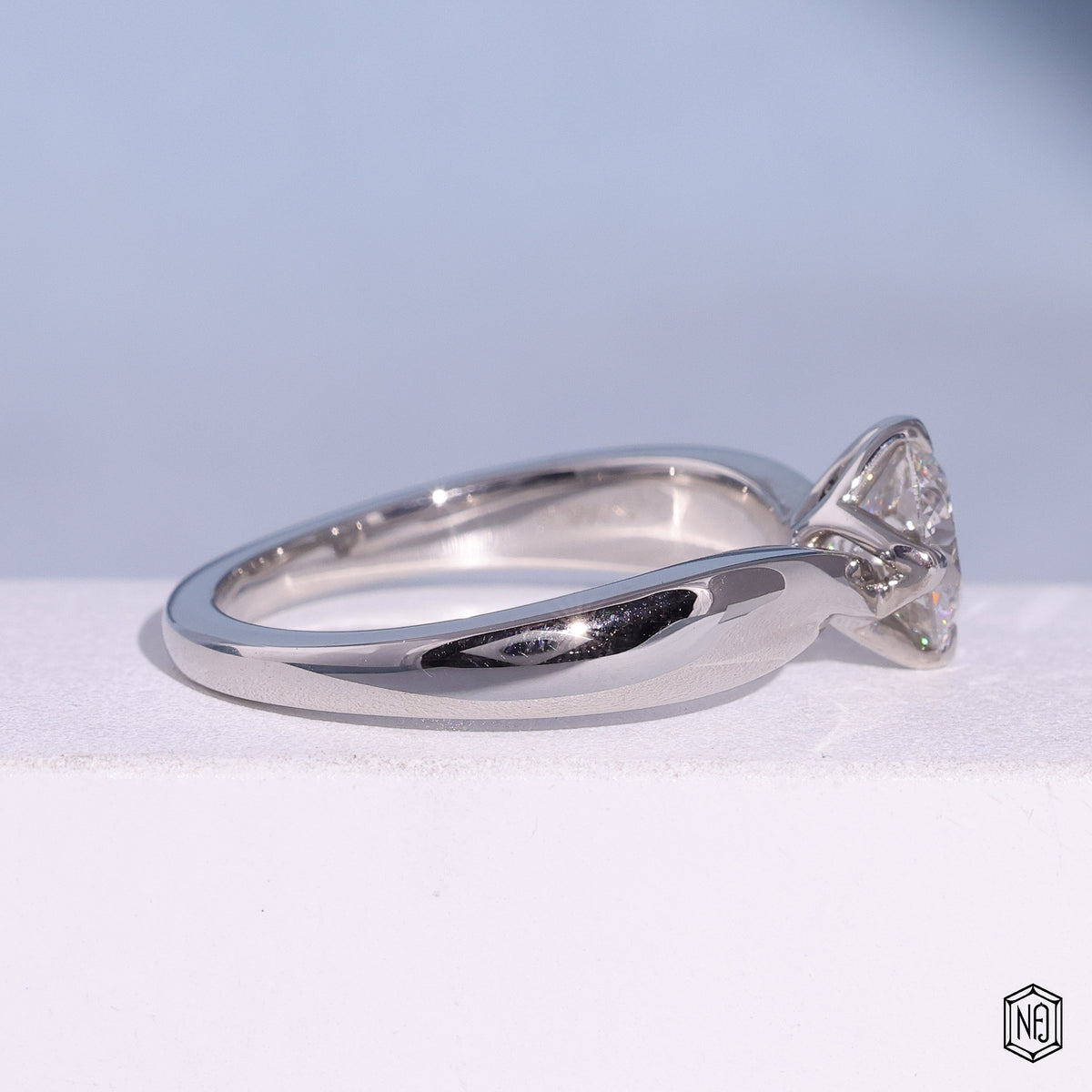 Round Cut Lab Diamond Engagement Ring For Women, Twisted Split Shank