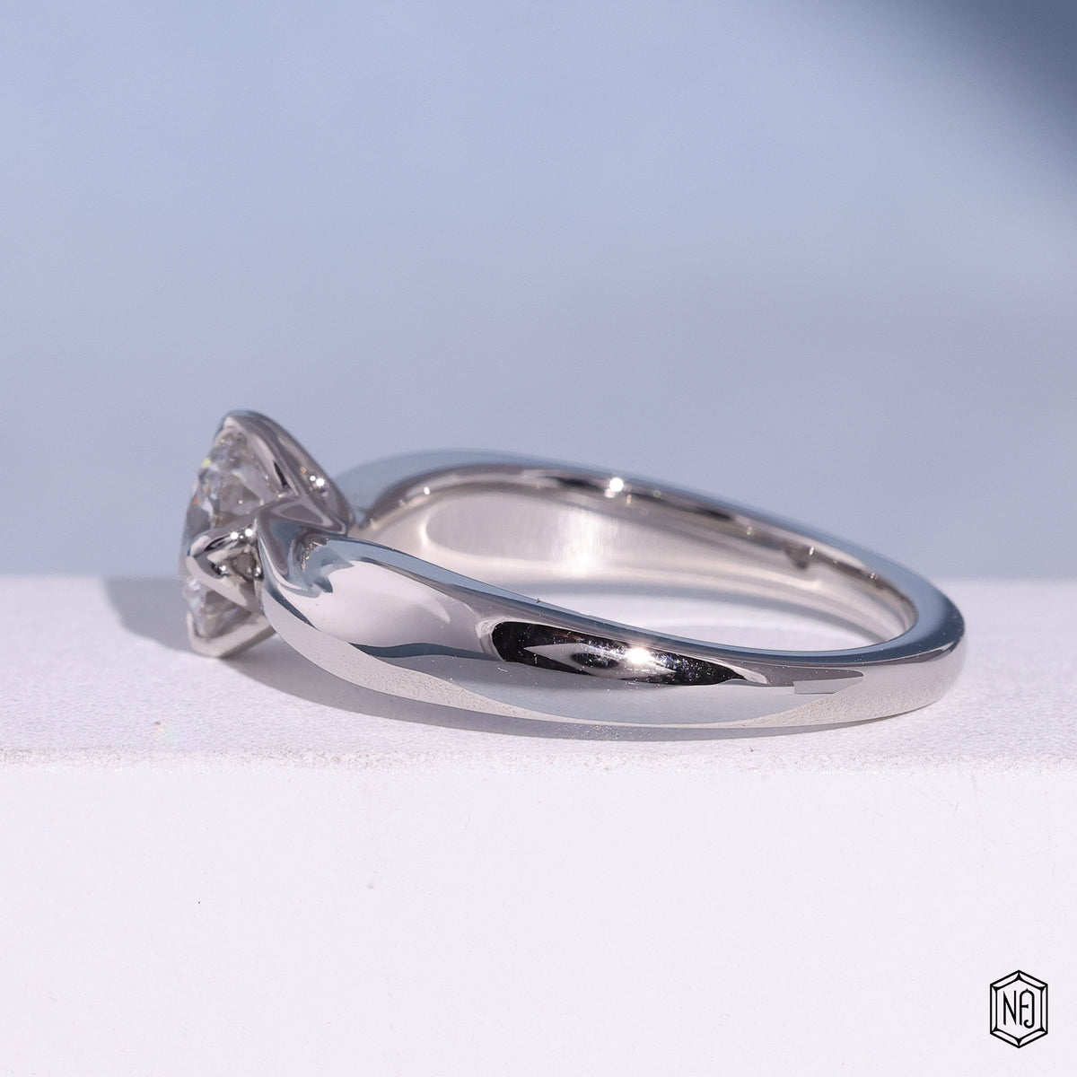 Round Cut Lab Diamond Engagement Ring For Women, Twisted Split Shank