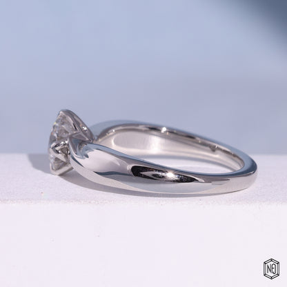 Round Cut Lab Diamond Engagement Ring For Women, Twisted Split Shank