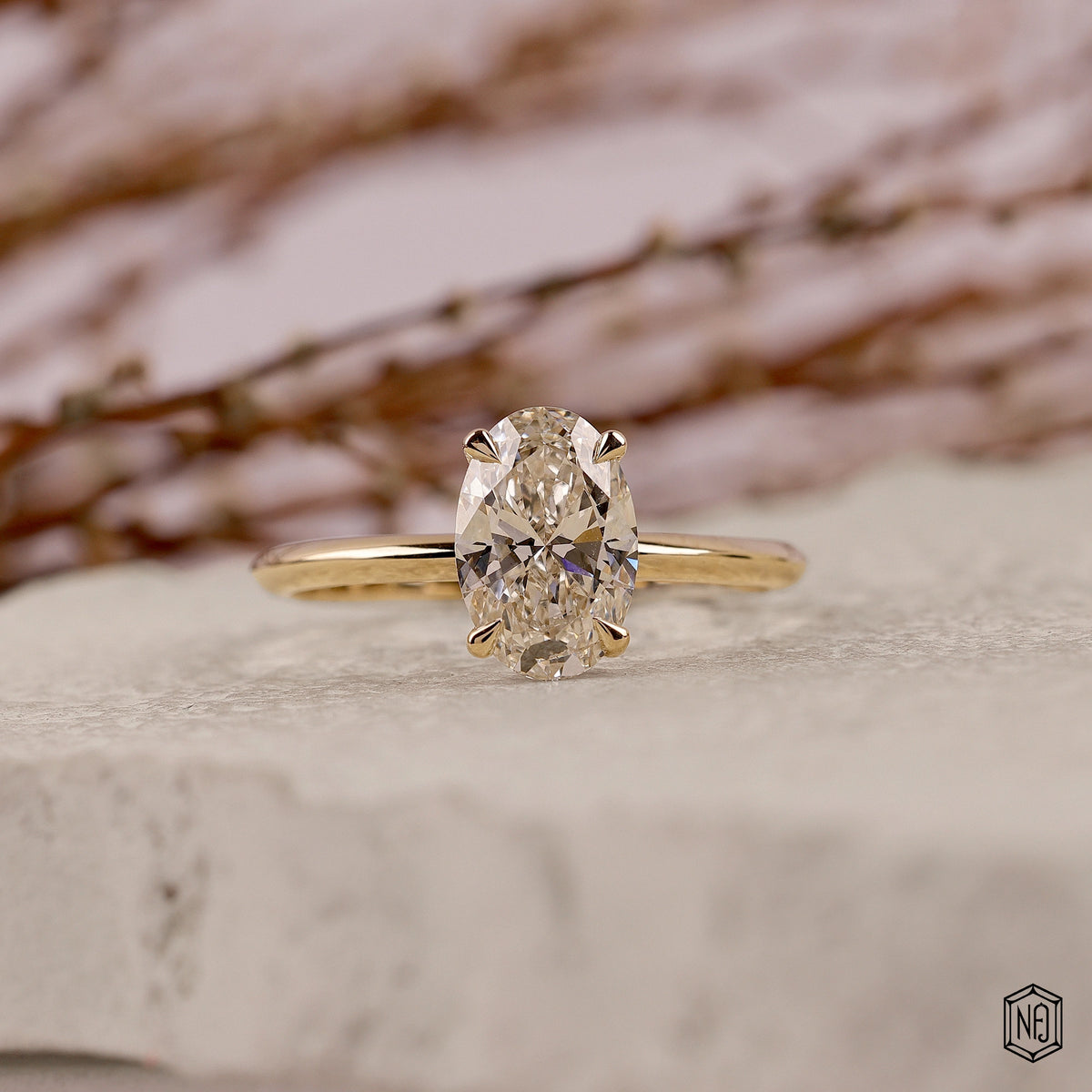 2.04 Carat Oval Cut Lab Grown Diamond Classic Solitaire Engagement Ring - Front Top View