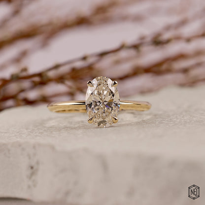 2.04 Carat Oval Cut Lab Grown Diamond Classic Solitaire Engagement Ring - Front Top View