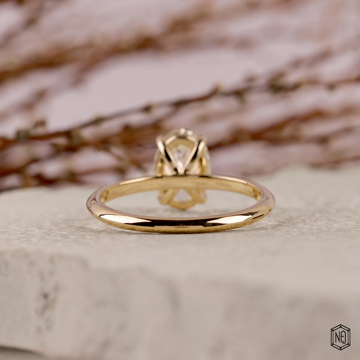 2.04 Carat Oval Cut Lab Grown Diamond Classic Solitaire Engagement Ring - Hand View / Detail Angle