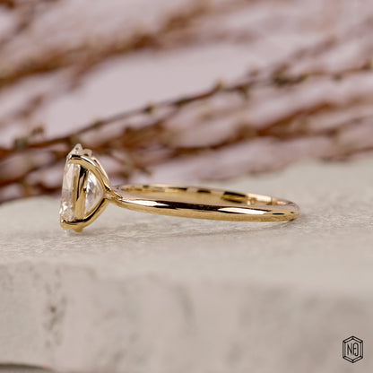 2.04 Carat Oval Cut Lab Grown Diamond Classic Solitaire Engagement Ring - Angled Perspective