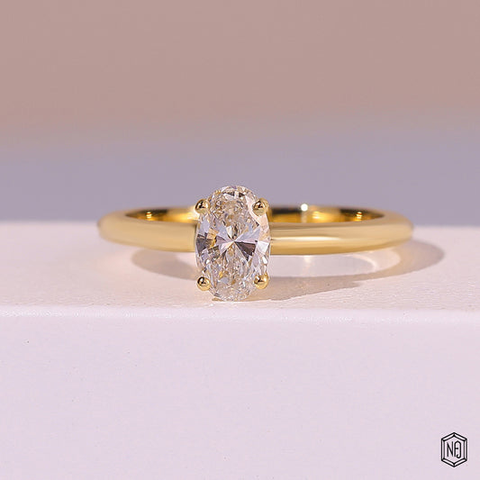 1 Carat Oval Cut Lab Grown Diamond Classic Solitaire Engagement Ring - Front Top View