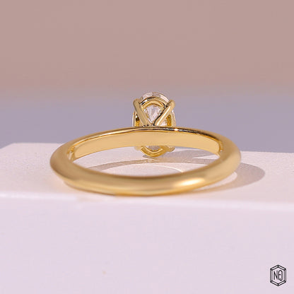 1 Carat Oval Cut Lab Grown Diamond Classic Solitaire Engagement Ring - Hand View / Detail Angle