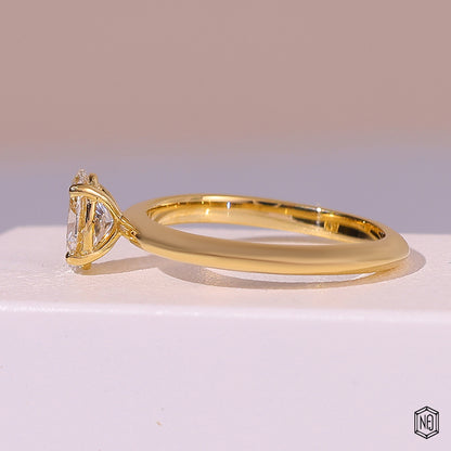1 Carat Oval Cut Lab Grown Diamond Classic Solitaire Engagement Ring - Angled Perspective