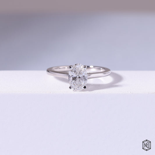 1.5 Carat Oval Cut Lab Grown Diamond Classic Solitaire Engagement Ring - Front Top View