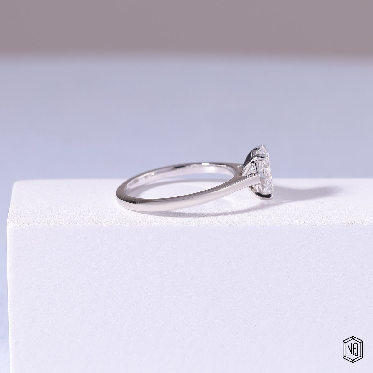 1.5 Carat Oval Cut Lab Grown Diamond Classic Solitaire Engagement Ring - Side Profile Angle
