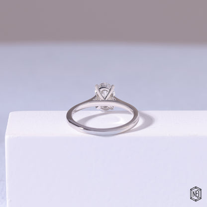 1.5 Carat Oval Cut Lab Grown Diamond Classic Solitaire Engagement Ring - Hand View / Detail Angle