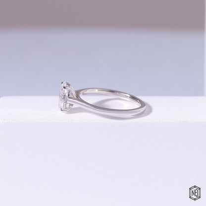 1.5 Carat Oval Cut Lab Grown Diamond Classic Solitaire Engagement Ring - Angled Perspective