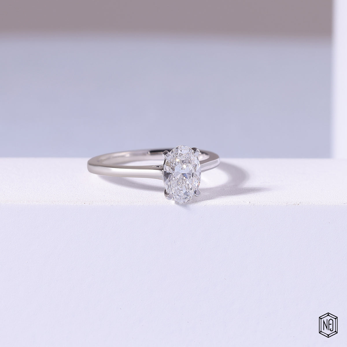 1.5 Carat Oval Cut Lab Grown Diamond Classic Solitaire Engagement Ring - Gallery & Prongs Detail