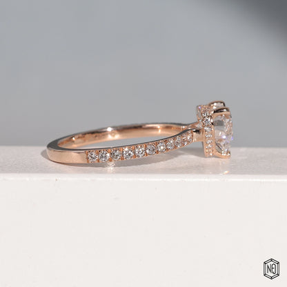 1.93 Carat Heart Cut Lab Grown Diamond Delicate Hidden Halo Engagement Ring - Side Profile Angle