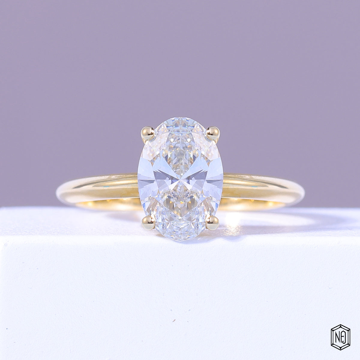 1.93 Carat Oval Cut Lab Grown Diamond Classic Solitaire Engagement Ring - Front Top View