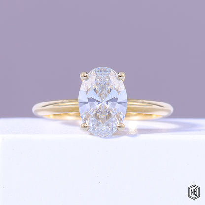 1.93 Carat Oval Cut Lab Grown Diamond Classic Solitaire Engagement Ring - Front Top View