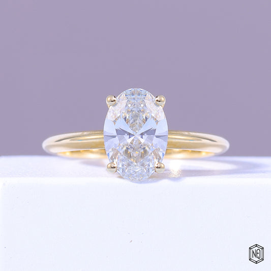 1.93 Carat Oval Cut Lab Grown Diamond Classic Solitaire Engagement Ring - Front Top View