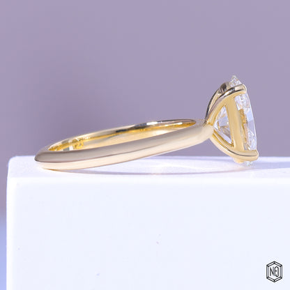1.93 Carat Oval Cut Lab Grown Diamond Classic Solitaire Engagement Ring - Side Profile Angle