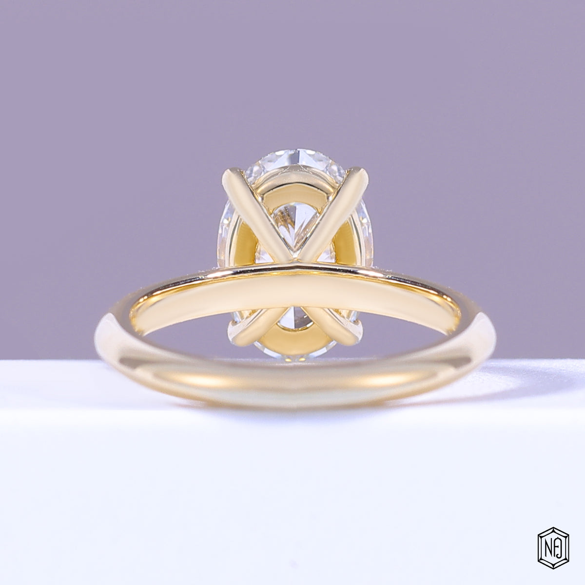 1.93 Carat Oval Cut Lab Grown Diamond Classic Solitaire Engagement Ring - Hand View / Detail Angle