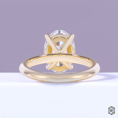 1.93 Carat Oval Cut Lab Grown Diamond Classic Solitaire Engagement Ring - Hand View / Detail Angle