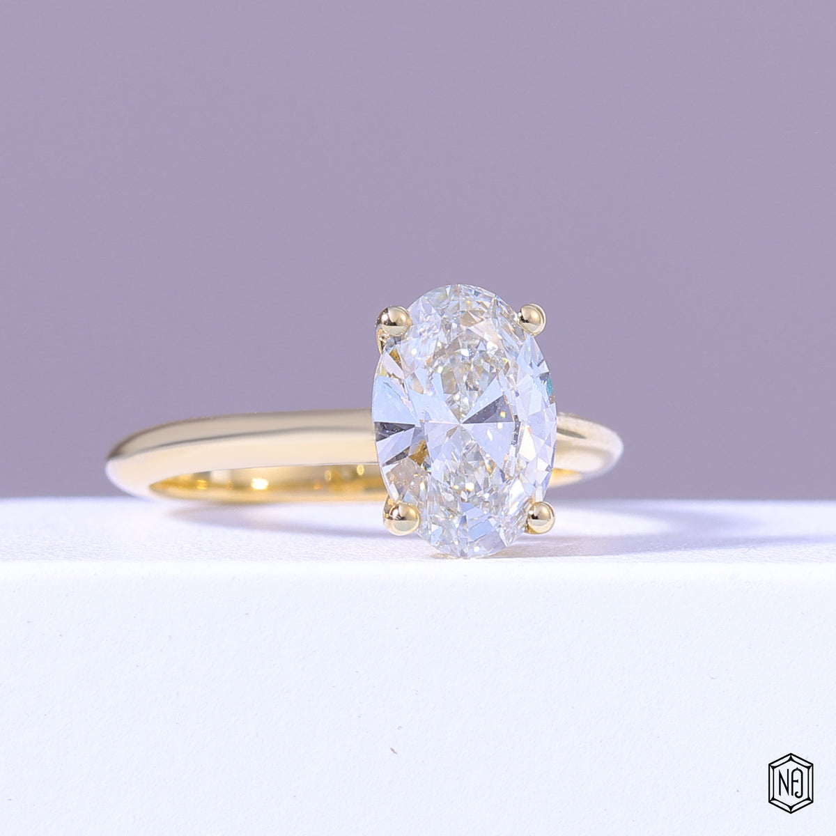 1.93 Carat Oval Cut Lab Grown Diamond Classic Solitaire Engagement Ring - Gallery & Prongs Detail