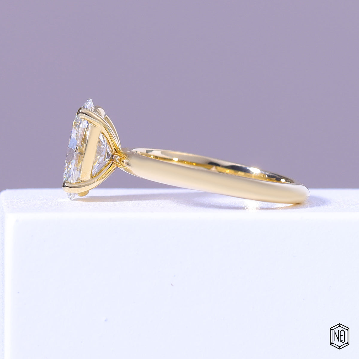 1.93 Carat Oval Cut Lab Grown Diamond Classic Solitaire Engagement Ring - Angled Perspective