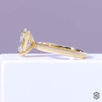 1.93 Carat Oval Cut Lab Grown Diamond Classic Solitaire Engagement Ring - Angled Perspective