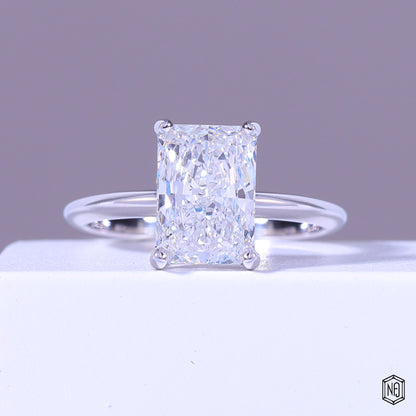 4.64 Carat Radiant Cut Lab Grown Diamond Classic Solitaire Engagement Ring - Front Top View