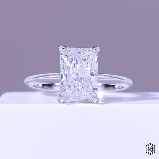 4.64 Carat Radiant Cut Lab Grown Diamond Classic Solitaire Engagement Ring - Front Top View