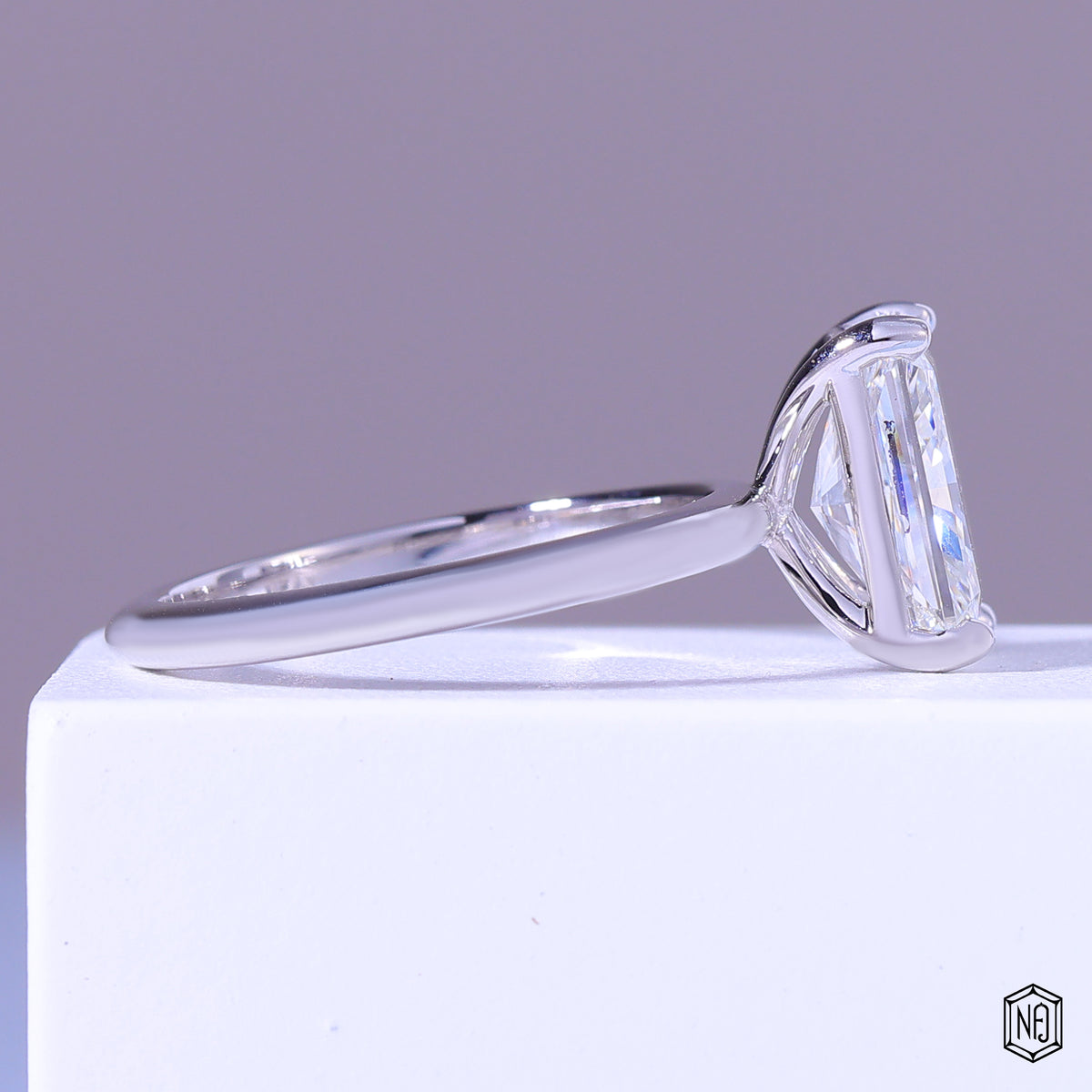 4.64 Carat Radiant Cut Lab Grown Diamond Classic Solitaire Engagement Ring - Side Profile Angle