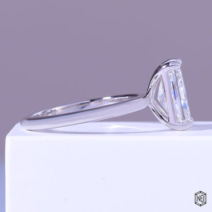 4.64 Carat Radiant Cut Lab Grown Diamond Classic Solitaire Engagement Ring - Side Profile Angle