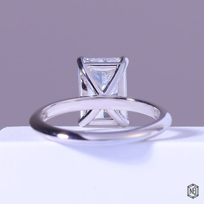 4.64 Carat Radiant Cut Lab Grown Diamond Classic Solitaire Engagement Ring - Hand View / Detail Angle