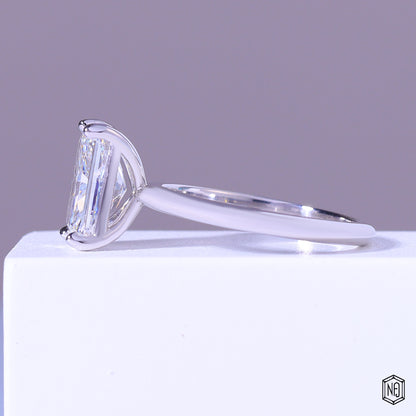 4.64 Carat Radiant Cut Lab Grown Diamond Classic Solitaire Engagement Ring - Angled Perspective