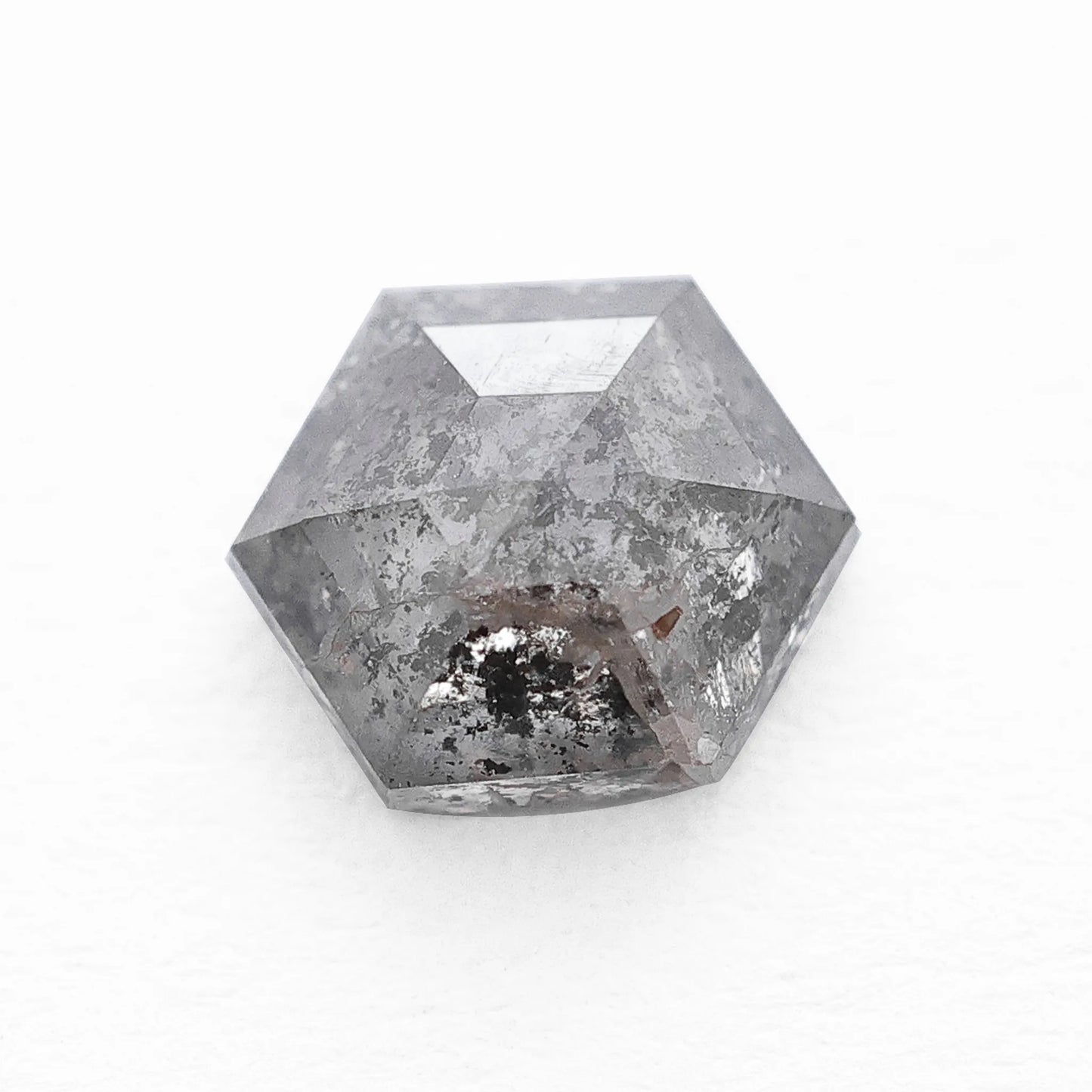 0.79 Ct Hexagon Rose Cut Salt and Pepper Diamond