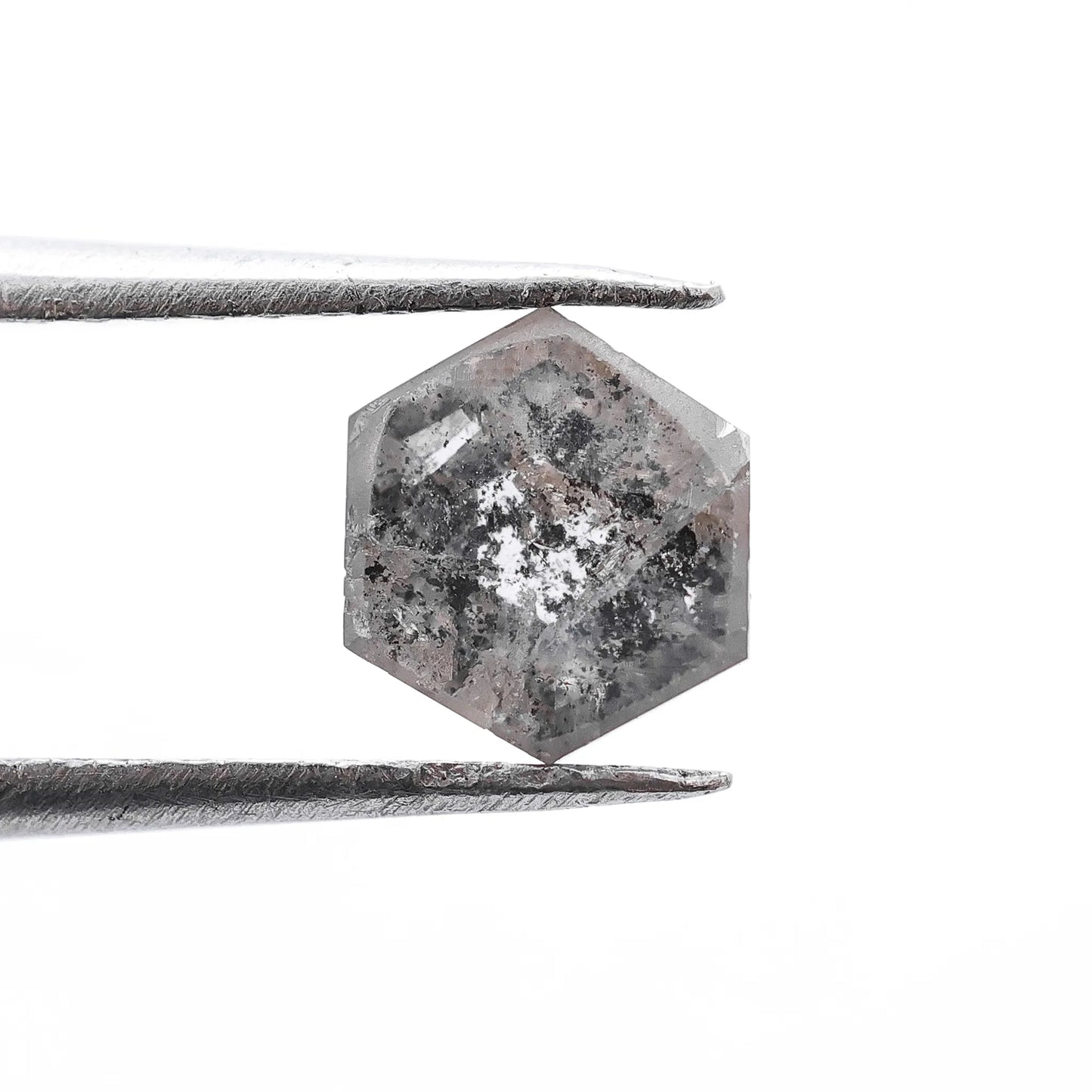 0.79 Ct Hexagon Rose Cut Salt and Pepper Diamond