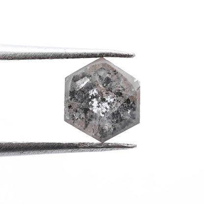 0.79 Ct Hexagon Rose Cut Salt and Pepper Diamond