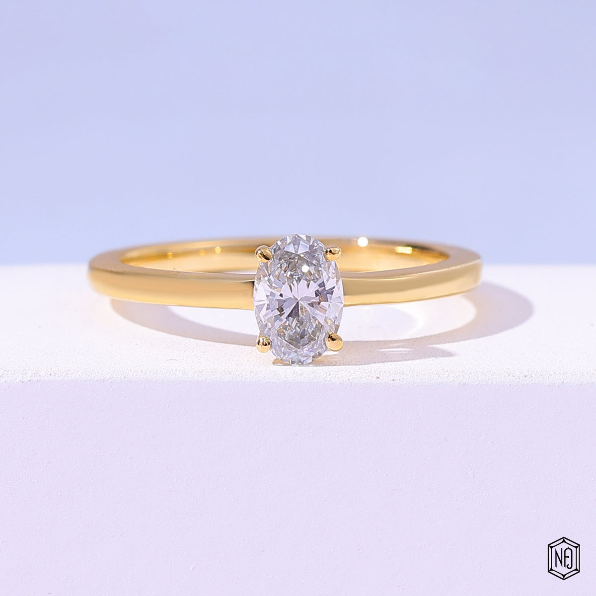 Oval Lab Grown Diamond Ring, Solitaire Engagement Ring - Style II
