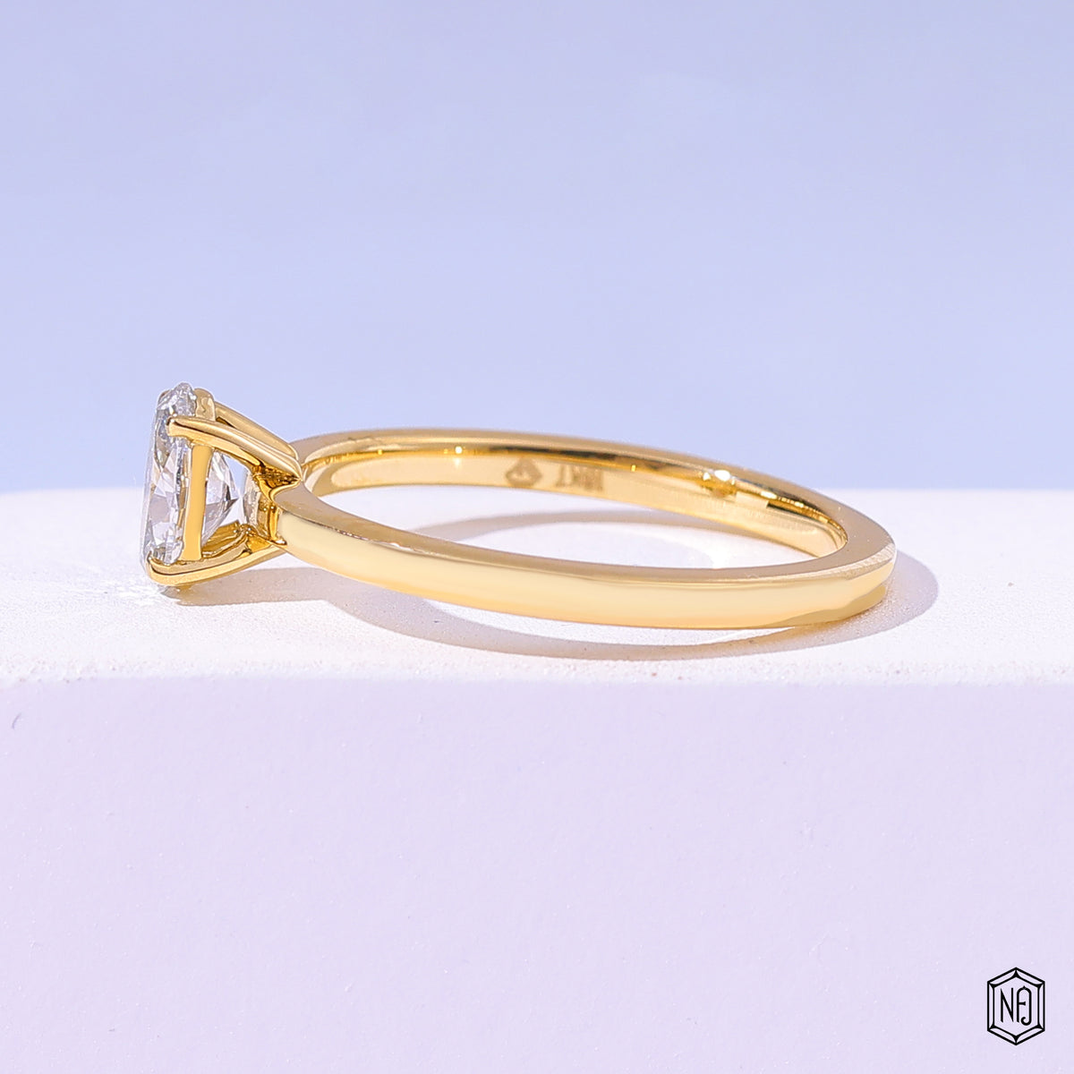 Oval Lab Grown Diamond Ring, Solitaire Engagement Ring - Style II