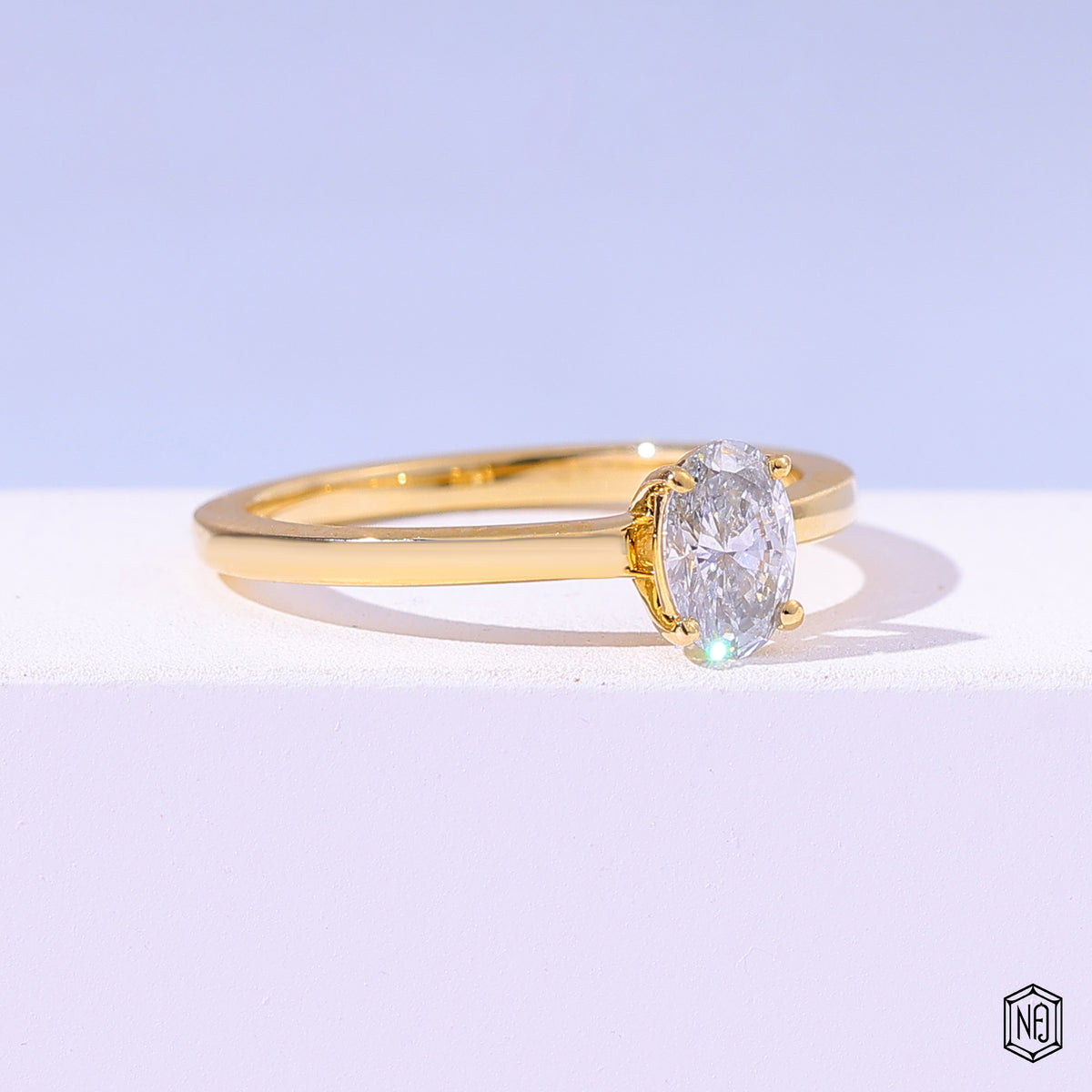 Oval Lab Grown Diamond Ring, Solitaire Engagement Ring - Style II