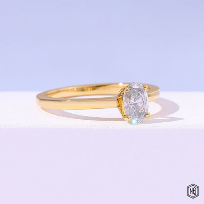 Oval Lab Grown Diamond Ring, Solitaire Engagement Ring - Style II