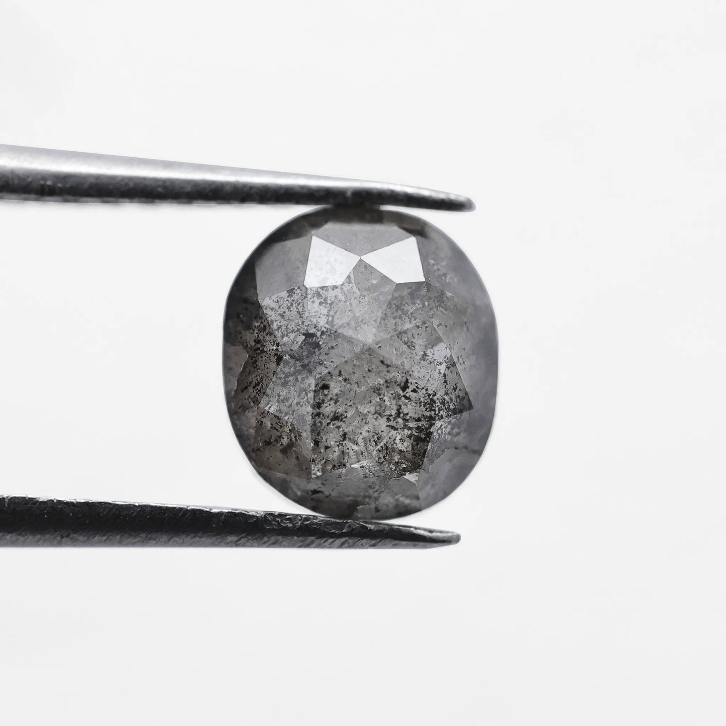 0.93 Ct Oval Rose Cut  Salt and Pepper Diamond