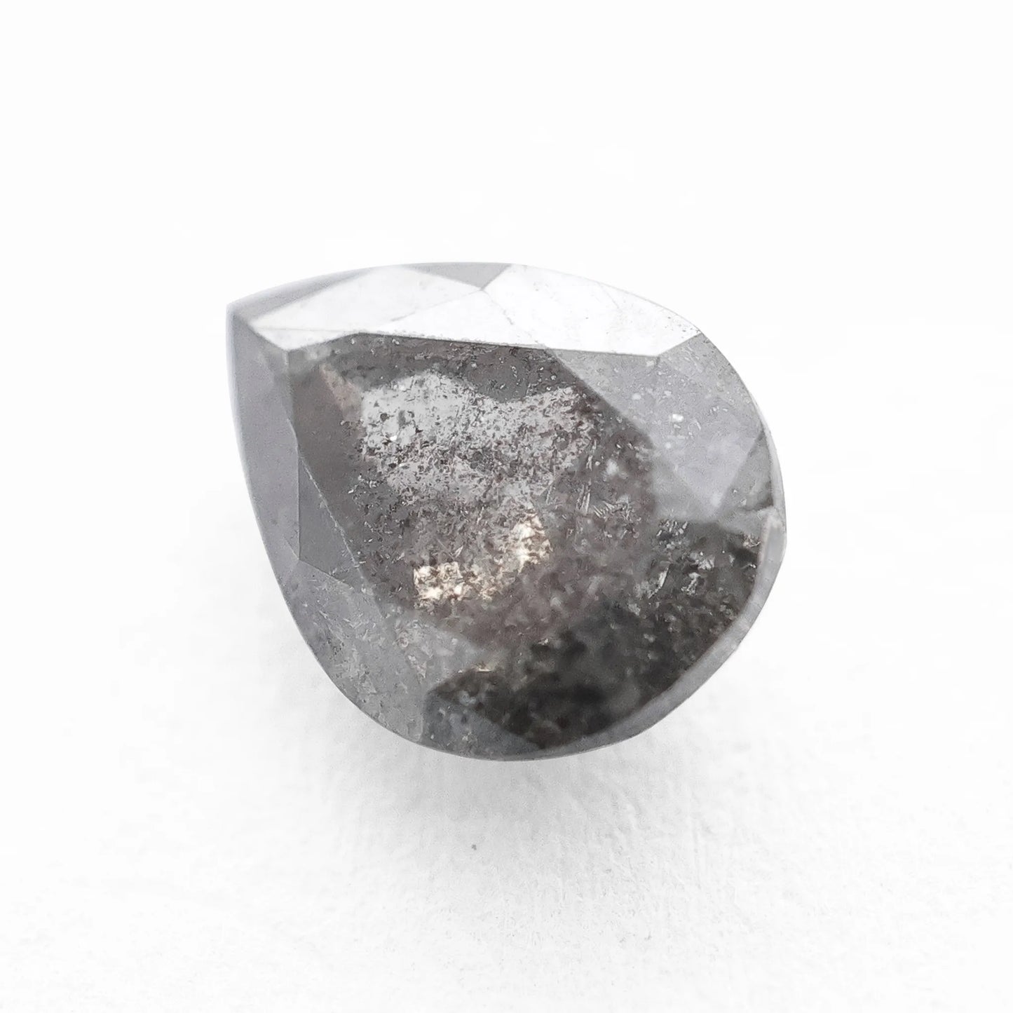 0.77 Ct Pear Rose Cut  Salt and Pepper Diamond