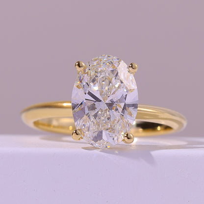4.48 Carat Oval Cut Lab Grown Diamond Classic Solitaire Engagement Ring - Front Top View