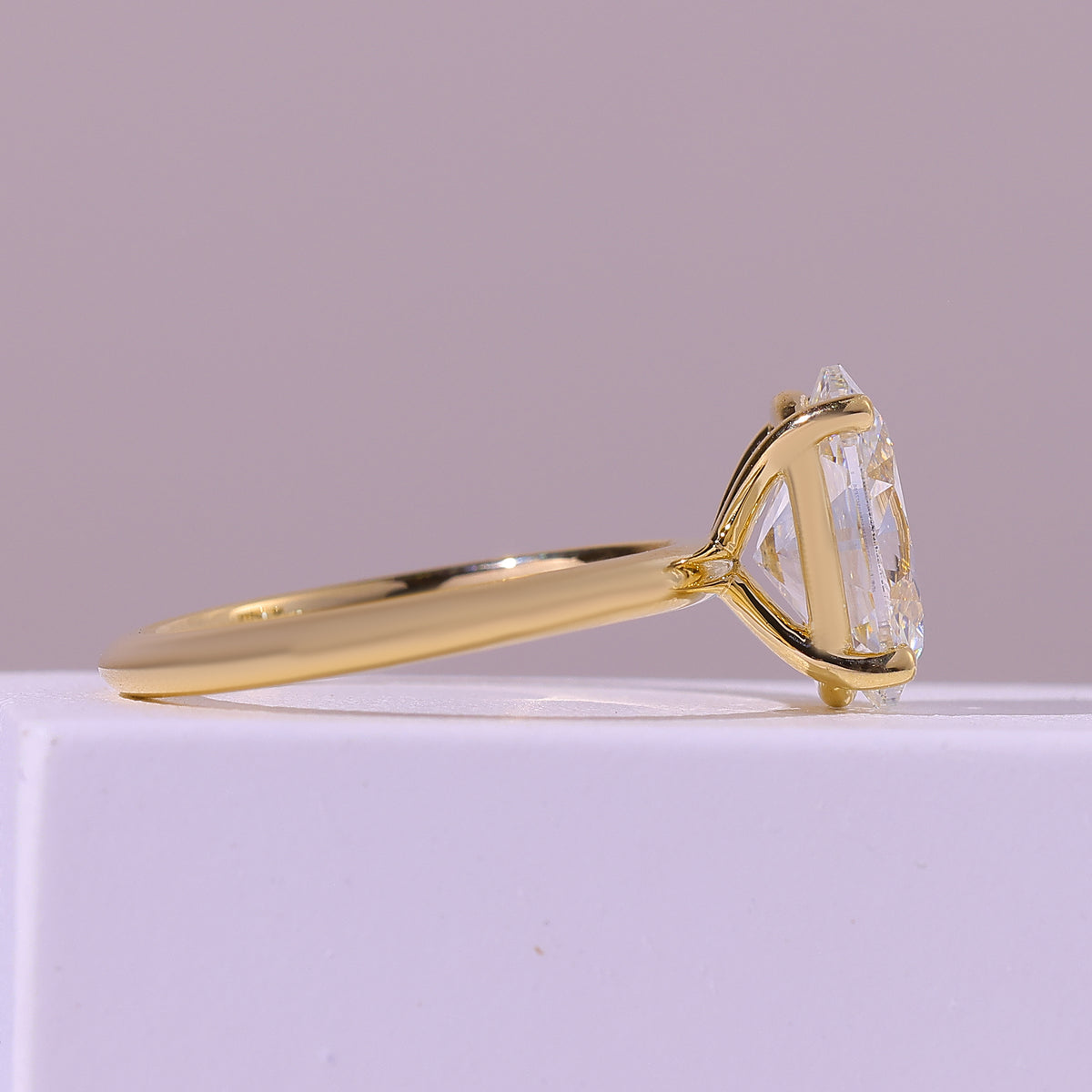 4.48 Carat Oval Cut Lab Grown Diamond Classic Solitaire Engagement Ring - Side Profile Angle
