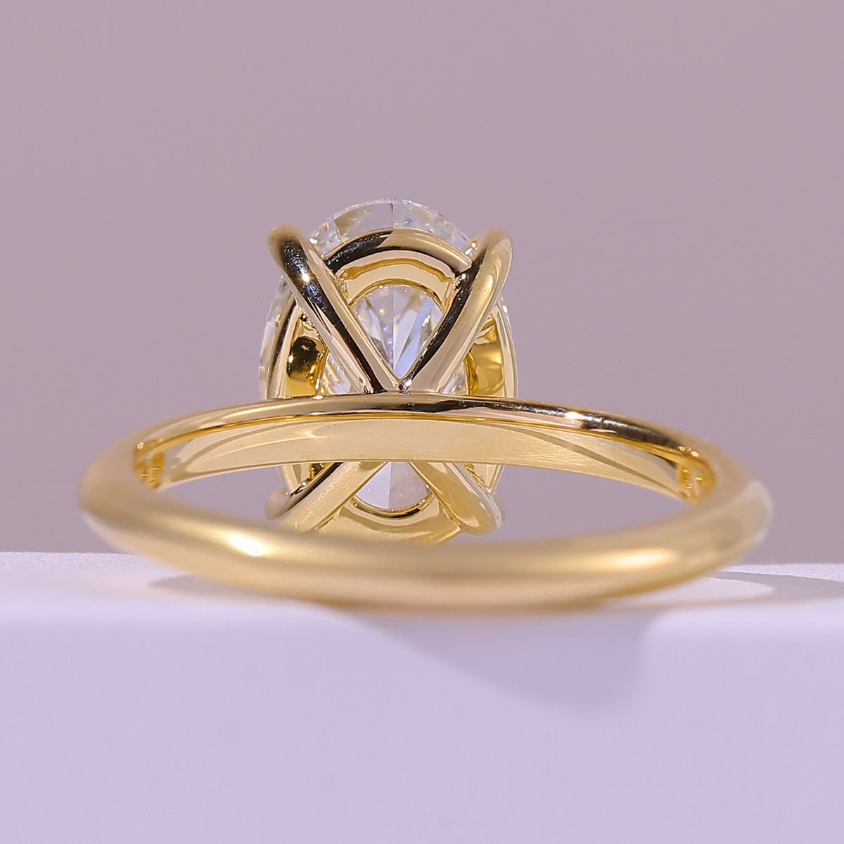 4.48 Carat Oval Cut Lab Grown Diamond Classic Solitaire Engagement Ring - Angled Perspective