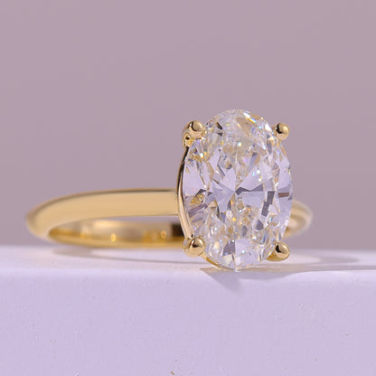 4.48 Carat Oval Cut Lab Grown Diamond Classic Solitaire Engagement Ring - Gallery & Prongs Detail