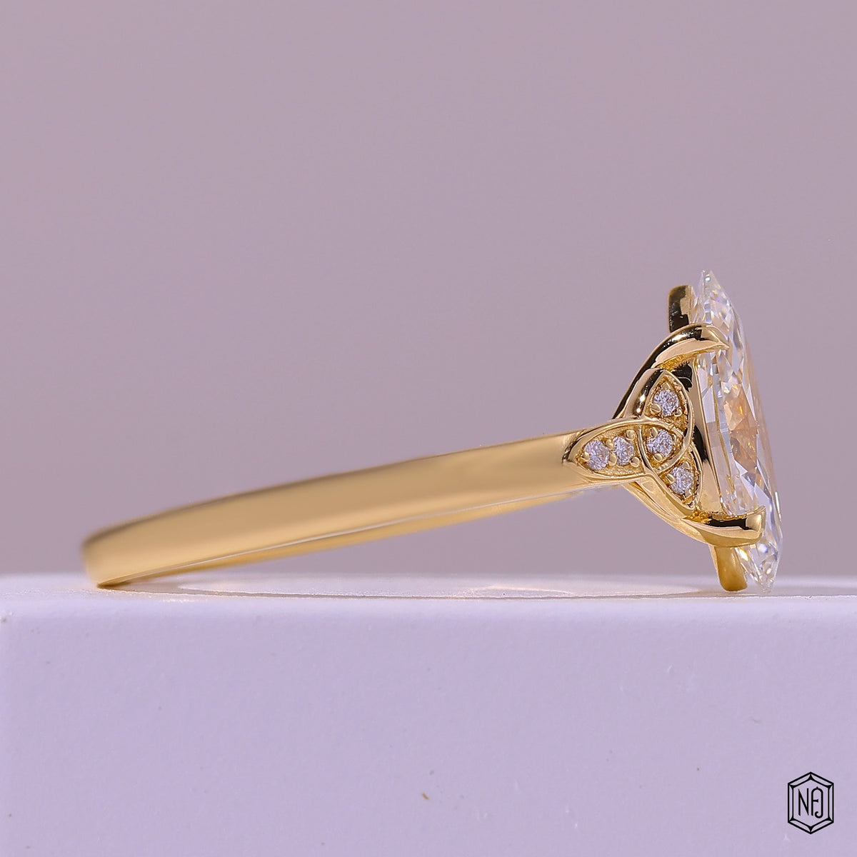 1.72 Carat Marquise Cut Lab Grown Diamond Vintage Inspired Heirloom Engagement Ring - Side Profile Angle