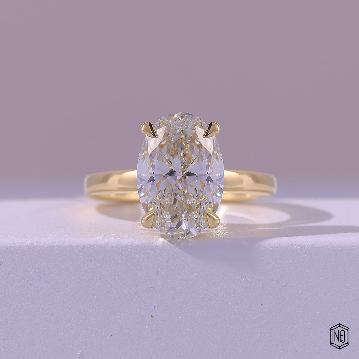 4.23 Carat Oval Cut Lab Grown Diamond Classic Solitaire Engagement Ring - Front Top View