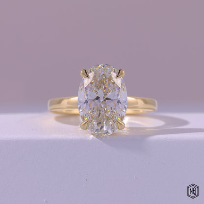4.23 Carat Oval Cut Lab Grown Diamond Classic Solitaire Engagement Ring - Front Top View